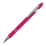 Stylo en aluminium recyclé avec pointe tactile et encre bleue couleur rose troisième vue