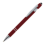 Stylo en aluminium recyclé avec pointe tactile et encre bleue couleur rouge foncé troisième vue