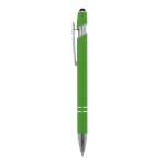 Stylo en aluminium recyclé avec pointe tactile et encre bleue couleur vert lime