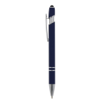 Stylo en aluminium recyclé avec pointe tactile et encre bleue couleur bleu foncé
