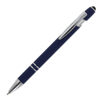 Stylo en aluminium recyclé avec pointe tactile et encre bleue couleur bleu foncé troisième vue