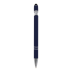 Stylo en aluminium recyclé avec pointe tactile et encre bleue couleur bleu foncé quatrière vue