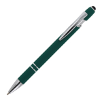 Stylo en aluminium recyclé avec pointe tactile et encre bleue couleur vert foncé troisième vue
