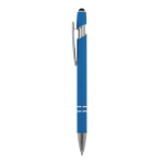 Stylo en aluminium recyclé avec pointe tactile et encre bleue couleur bleu ciel