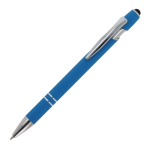 Stylo en aluminium recyclé avec pointe tactile et encre bleue couleur bleu ciel troisième vue