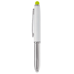 Stylo avec pointeur en différentes couleurs et lampe couleur vert clair
