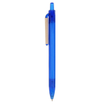 Stylo en plastique recyclé en couleurs transparentes couleur bleu transparent troisième vue