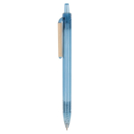Stylo en plastique recyclé en couleurs transparentes couleur bleu clair transparent troisième vue