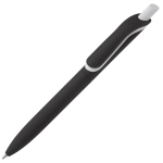 Stylo en plastique recyclé de couleurs avec bouton blanc couleur noir