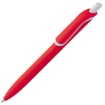 Stylo en plastique recyclé de couleurs avec bouton blanc couleur rouge