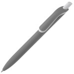 Stylo en plastique recyclé de couleurs avec bouton blanc couleur gris