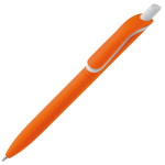 Stylo en plastique recyclé de couleurs avec bouton blanc couleur orange