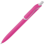 Stylo en plastique recyclé de couleurs avec bouton blanc couleur rose