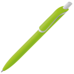 Stylo en plastique recyclé de couleurs avec bouton blanc couleur vert lime