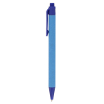 Stylo en plastique recyclé monocolore à encre bleue couleur bleu troisième vue