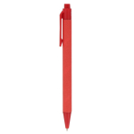 Stylo en plastique recyclé monocolore à encre bleue couleur rouge troisième vue