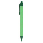 Stylo en plastique recyclé monocolore à encre bleue couleur vert troisième vue
