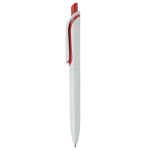 Stylo en plastique blanc avec bouton en couleurs vives fabrication UE couleur rouge