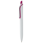 Stylo en plastique blanc avec bouton en couleurs vives fabrication UE couleur rose