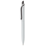 Stylo en plastique blanc avec bouton en couleurs vives fabrication UE couleur blanc/noir