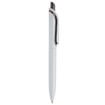 Stylo en plastique blanc avec bouton en couleurs vives fabrication UE couleur blanc/noir cinquième vue