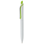 Stylo en plastique blanc avec bouton en couleurs vives fabrication UE couleur vert clair