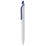Stylo en plastique blanc avec bouton en couleurs vives fabrication UE couleur bleu foncé
