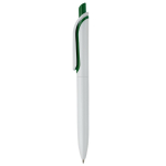 Stylo en plastique blanc avec bouton en couleurs vives fabrication UE couleur vert foncé