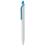 Stylo en plastique blanc avec bouton en couleurs vives fabrication UE couleur bleu ciel