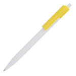 Stylo en plastique avec détails colorés en haut couleur jaune troisième vue