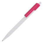 Stylo en plastique avec détails colorés en haut couleur rose troisième vue