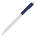 Stylo en plastique avec détails colorés en haut couleur bleu foncé troisième vue