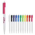 Stylo en plastique avec détails colorés sur le dessus