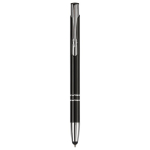 Stylo bille en aluminium avec embout pour écran tactile, encre bleue couleur noir deuxième vue