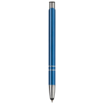 Stylo tactile en aluminium gravé pas cher à l'encre bleue Arrowtouch couleur bleu foncé quatrière vue