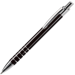 Stylo en aluminium avec finition mate et 5 anneaux argentés couleur noir troisième vue