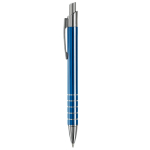 Stylo en aluminium avec finition mate et 5 anneaux argentés couleur bleu