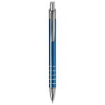 Stylo en aluminium avec finition mate et 5 anneaux argentés couleur bleu deuxième vue