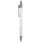 Stylo en aluminium avec finition mate et 5 anneaux argentés couleur blanc