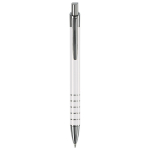 Stylo en aluminium avec finition mate et 5 anneaux argentés couleur blanc deuxième vue