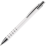 Stylo en aluminium avec finition mate et 5 anneaux argentés couleur blanc troisième vue