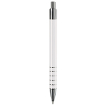 Stylo en aluminium avec finition mate et 5 anneaux argentés couleur blanc quatrière vue
