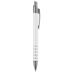Stylo en aluminium avec finition mate et 5 anneaux argentés couleur blanc cinquième vue