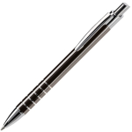 Stylo en aluminium avec finition mate et 5 anneaux argentés couleur gris troisième vue