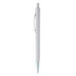 Stylo en plastique entièrement coloré avec pointe métallisée couleur blanc