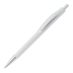 Stylo en plastique entièrement coloré avec pointe métallisée couleur blanc troisième vue