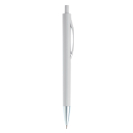 Stylo en plastique entièrement coloré avec pointe métallisée couleur blanc cinquième vue