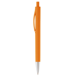 Stylo en plastique entièrement coloré avec pointe métallisée couleur orange