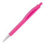 Stylo en plastique entièrement coloré avec pointe métallisée couleur rose troisième vue