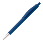 Stylo en plastique entièrement coloré avec pointe métallisée couleur bleu foncé troisième vue